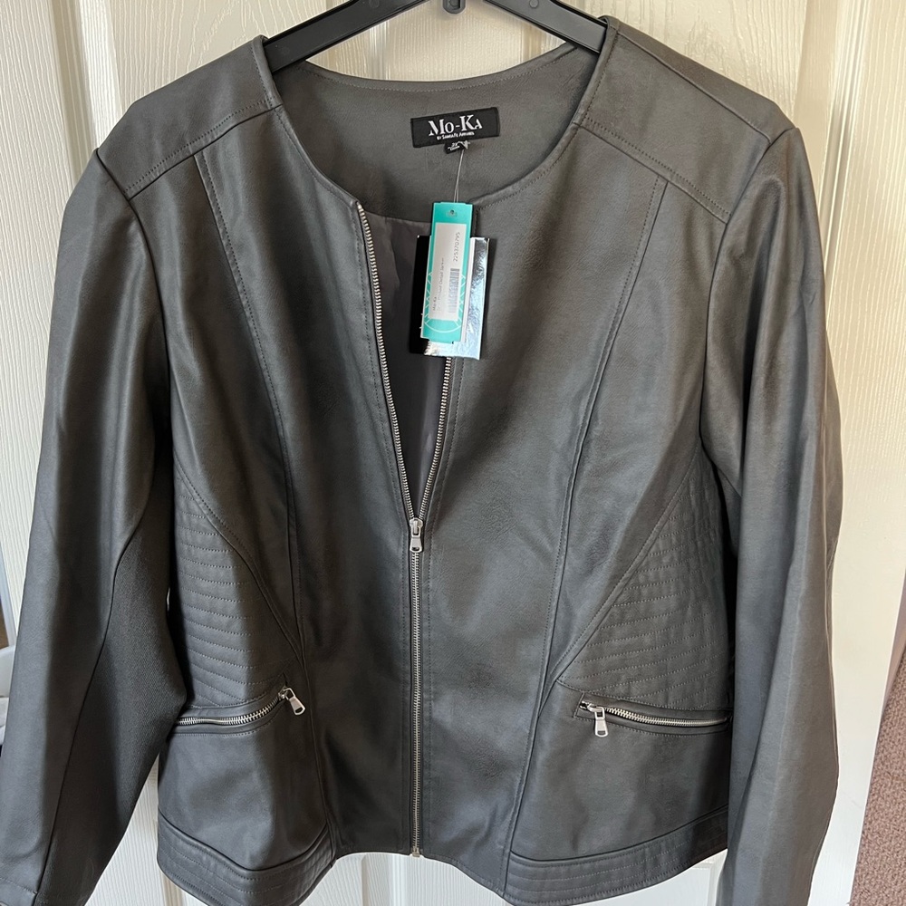 NWT faux leather Plus-Size moto jacket